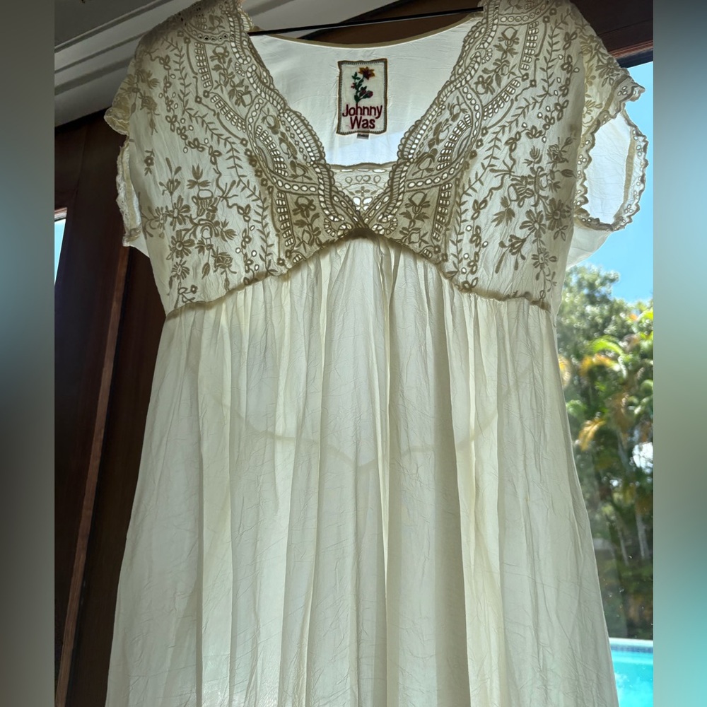 JOHNNY WAS Cream Lace Slip Dress